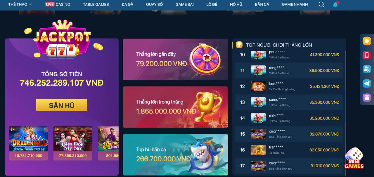 FB777 App Jackpot Prize Display